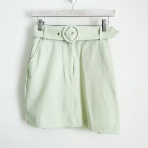 NWT Dynamite Pale Pastel Green Belted Mini Skirt sz XS